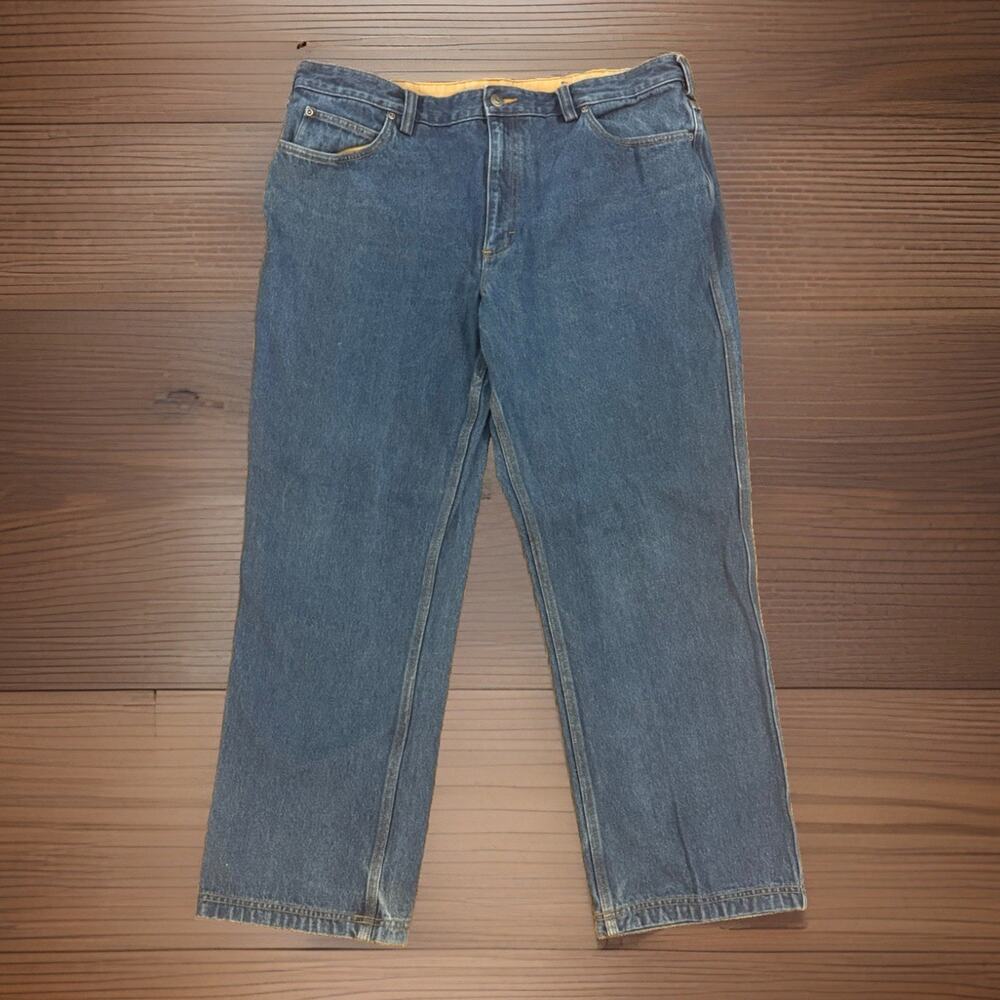 Duluth Trading Co Ballroom Denim Jeans Canvas Trim Men's 40x30 Workwear Gusset